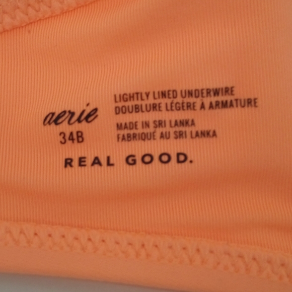 Aerie Lightly Lined Underwire Bra Real Good 34B Orange Peach 2022 Straps - Picture 2 of 11